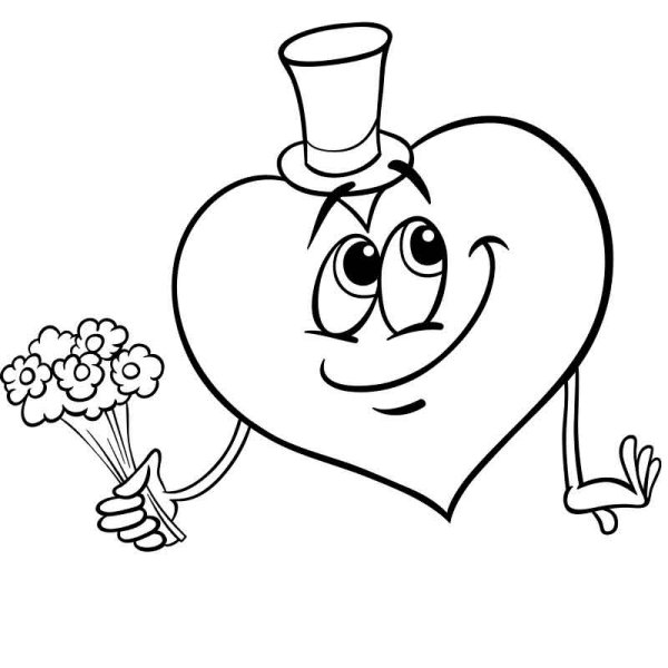 Веселое сердечко раскраска