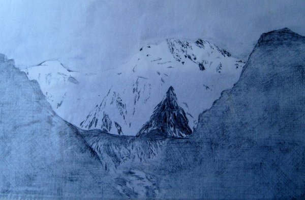 Рисунок гор ручкой