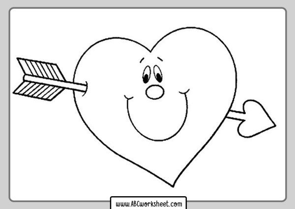 Сердечко с улыбкой раскраска