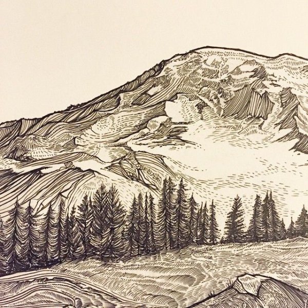 Горы гравюра
