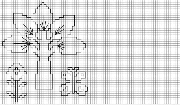 Рисование по клеточкам цветок для детей