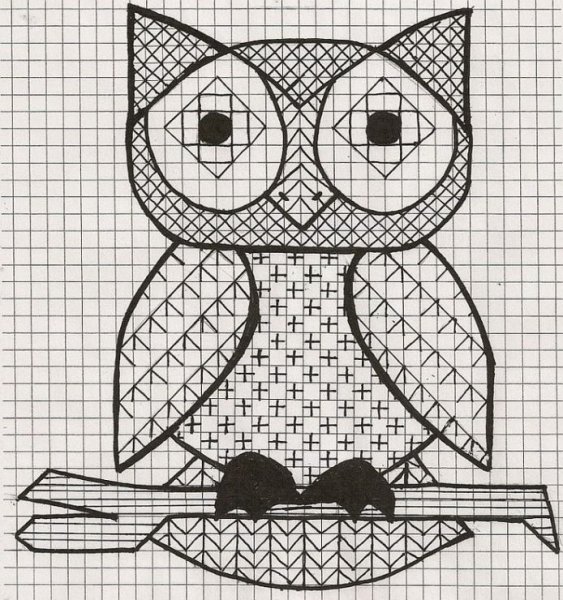 Вышивка блэкворк Совы