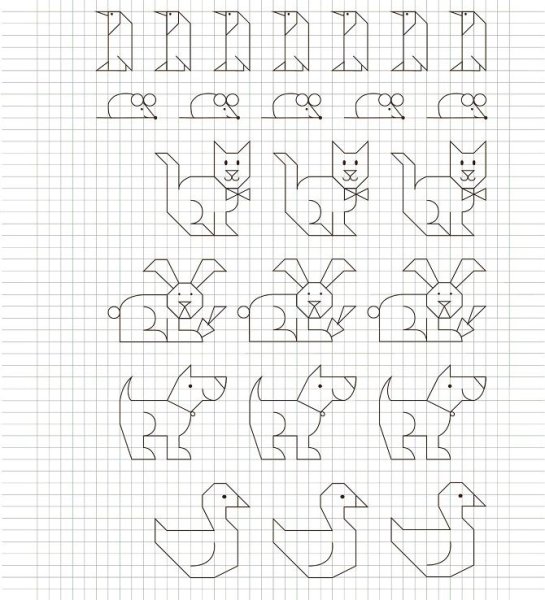 Узоры по клеточкам в тетради