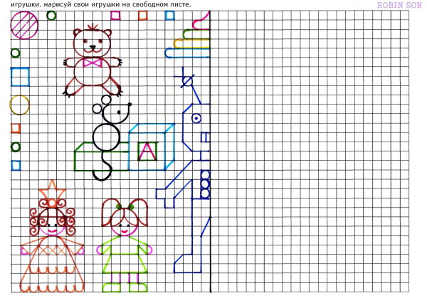 Детские рисунки по клеточкам в тетради