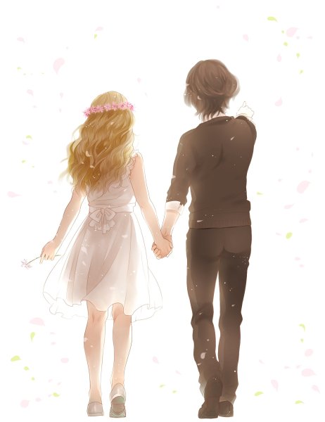 Парень и девушка идут за руку