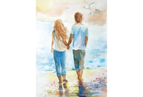 Парень и девушка гуляют в парке