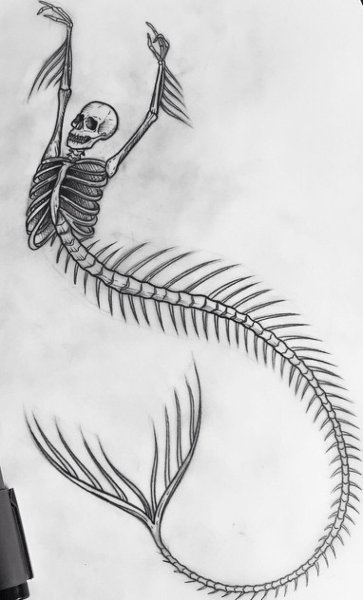 Скелет русалки эскиз