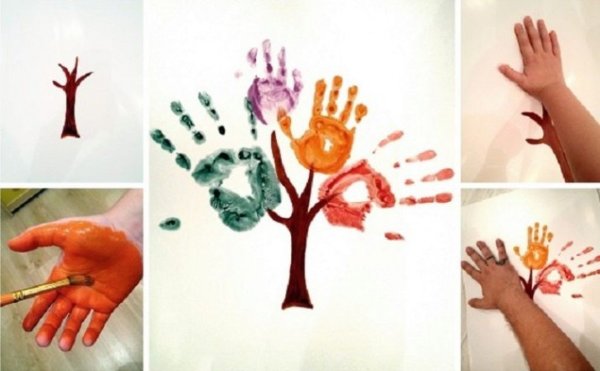 Рисование ладошками дерево