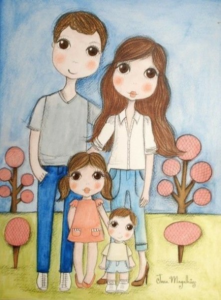 Семья милый рисунок