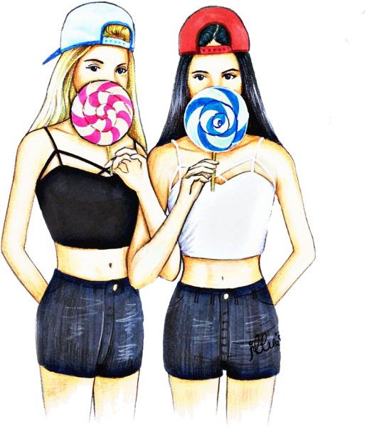 Подружки рисунок карандашом