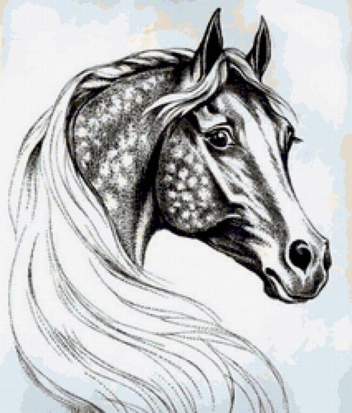 Лошади ручкой скетч
