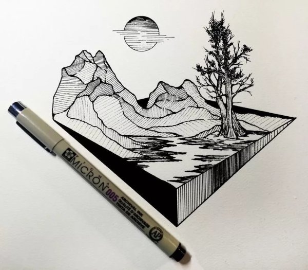 Рисунки чёрной ручькай