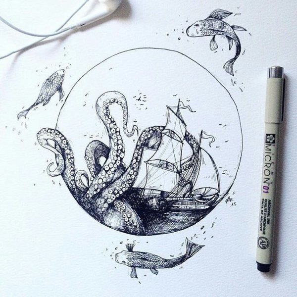 Зарисовки ручкой