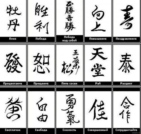 Значение татуировок китайские иероглифы