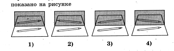 Изображения карандаша в плоском зеркале