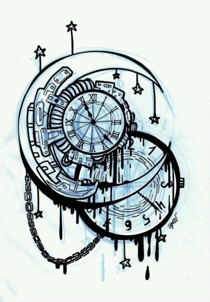 Часы стилизация эскиз