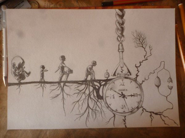 Рисунок гелевой ручкой часы