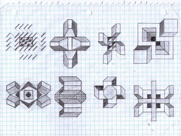 Рисунки в тетрадке в клетку