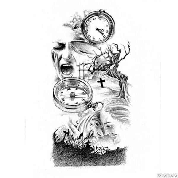 Утекающие часы эскиз