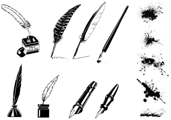 Перьевая ручка сбоку контур