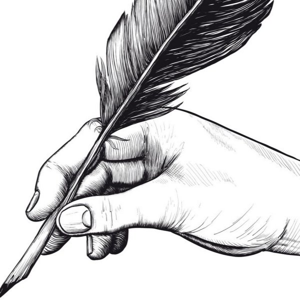 Писатель с пером в руке