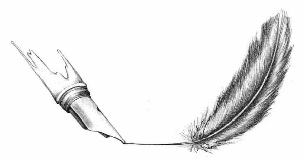 Перо нарисованное ручкой