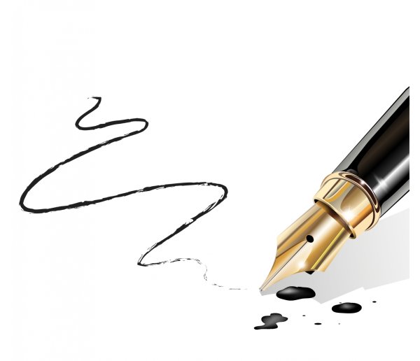 Перьевая ручка на прозрачном фоне