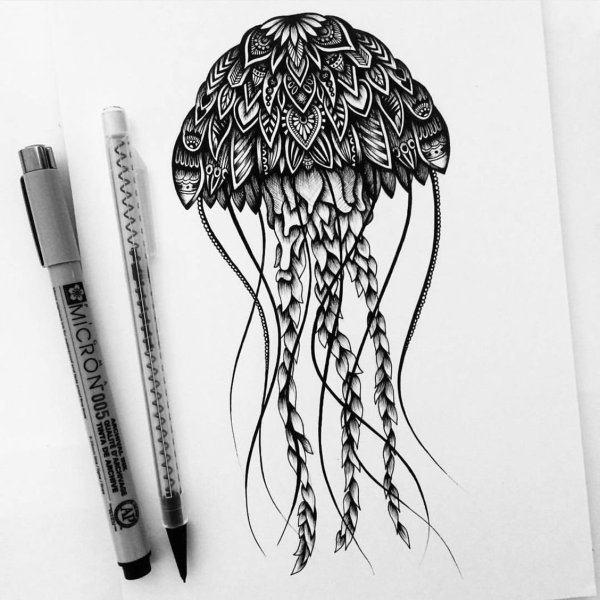 Крутые рисунки чёрной ручкой