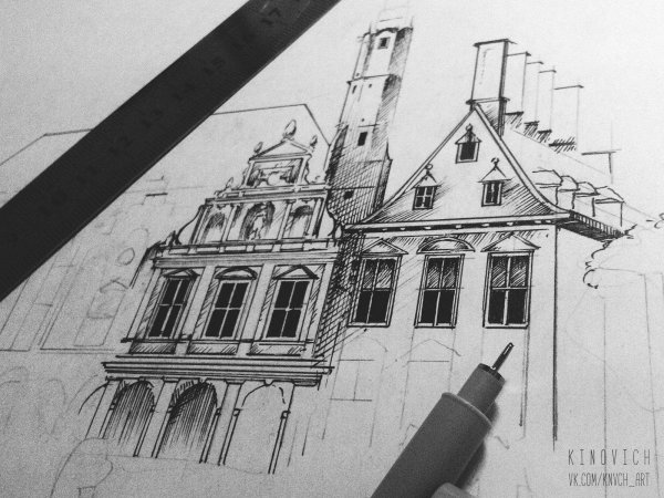 Графика линером здание