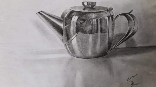 Металлический чайник в графике