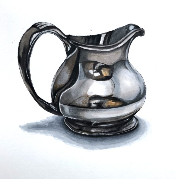 Металлический чайник карандашом