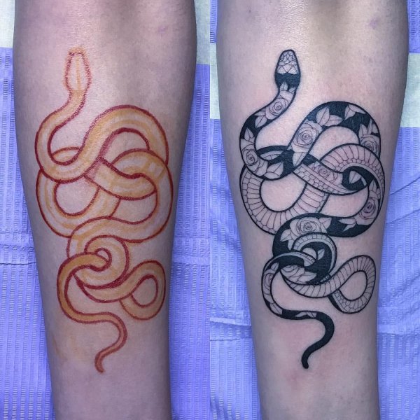 Змея хной на руке