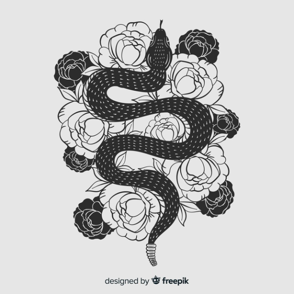 Змея тату эскиз