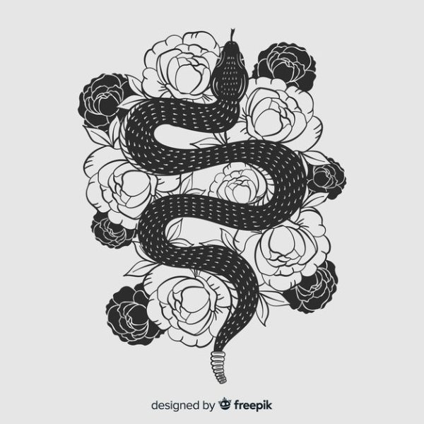 Змея тату эскиз