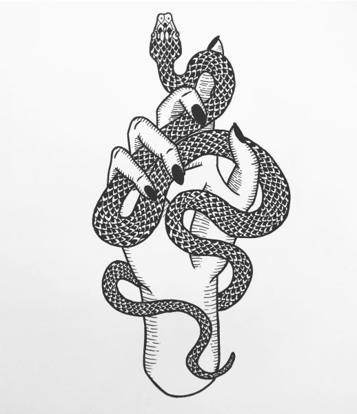 Змея эскиз тату дотворк