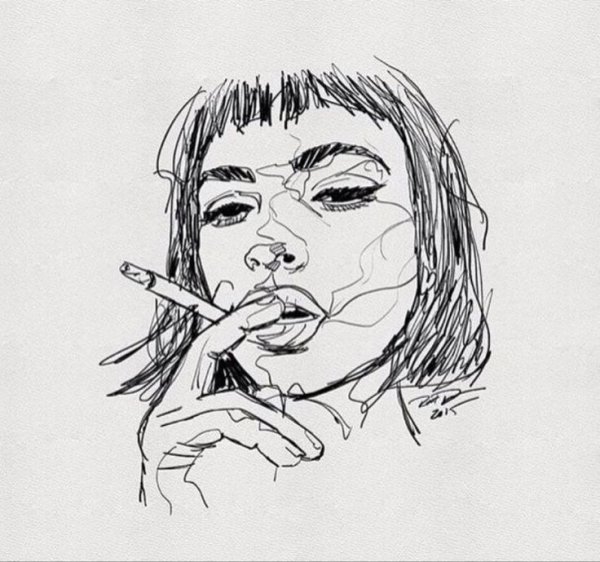 Девушка с сигаретой карандашом