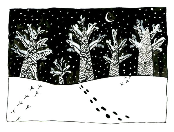 Графический зимний пейзаж