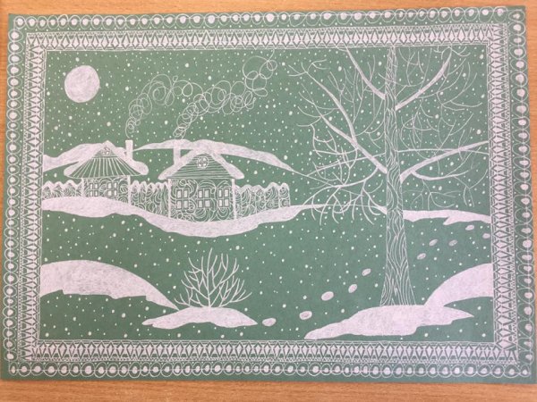 Рисование зимы на тонированной бумаге