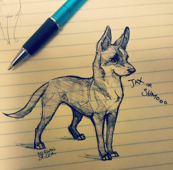 Наброски собак ручкой