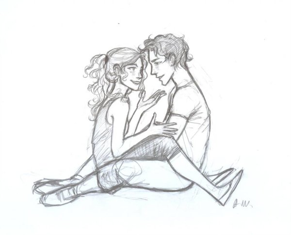 Рисунок пары влюбленных карандашом
