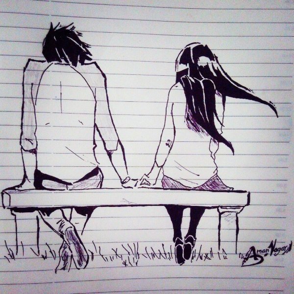 Рисунок ручкой романтика