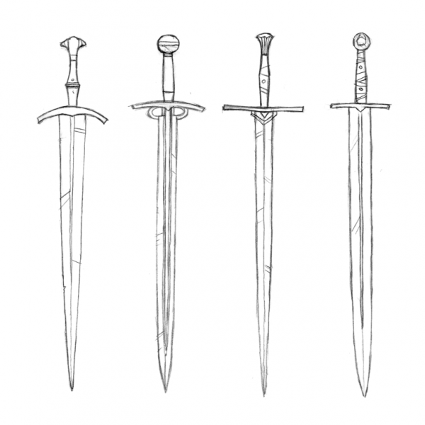 Меч рисунок карандашом для детей