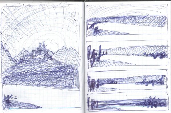 Рисунок ручкой пейзаж