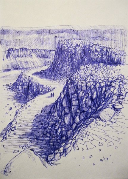 Пейзаж гелевой ручкой