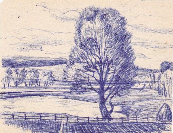 Пейзаж ручкой