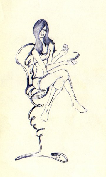 Рисунок ручкой на бумаге девушка