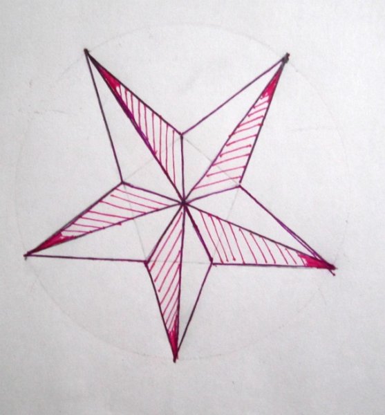 Объемная звезда карандашом