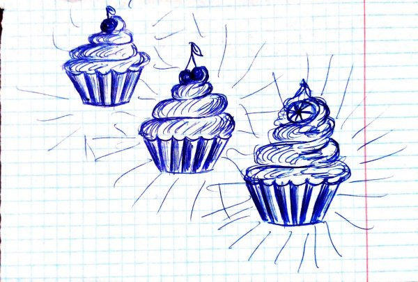 Нарисовать сладости ручкой