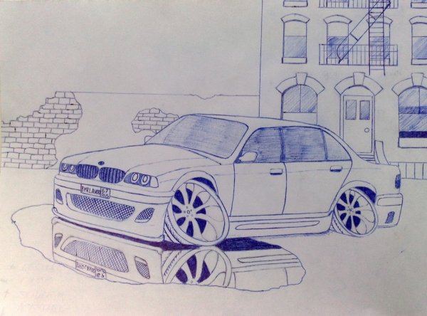 Рисунки машин ручкой