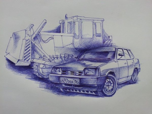 Рисунок машины карандашом
